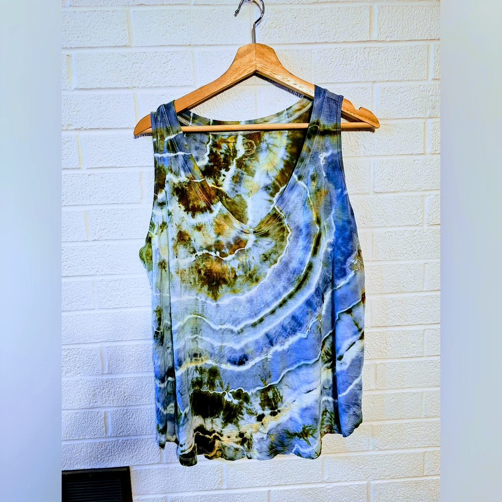 Custom Geode Tie Dye V Neck Swing Tank Top XL